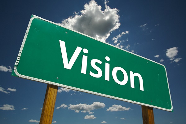 Vision Road Sign with dramatic blue sky and clouds. Vision Road Sign with dramatic blue sky and clouds.