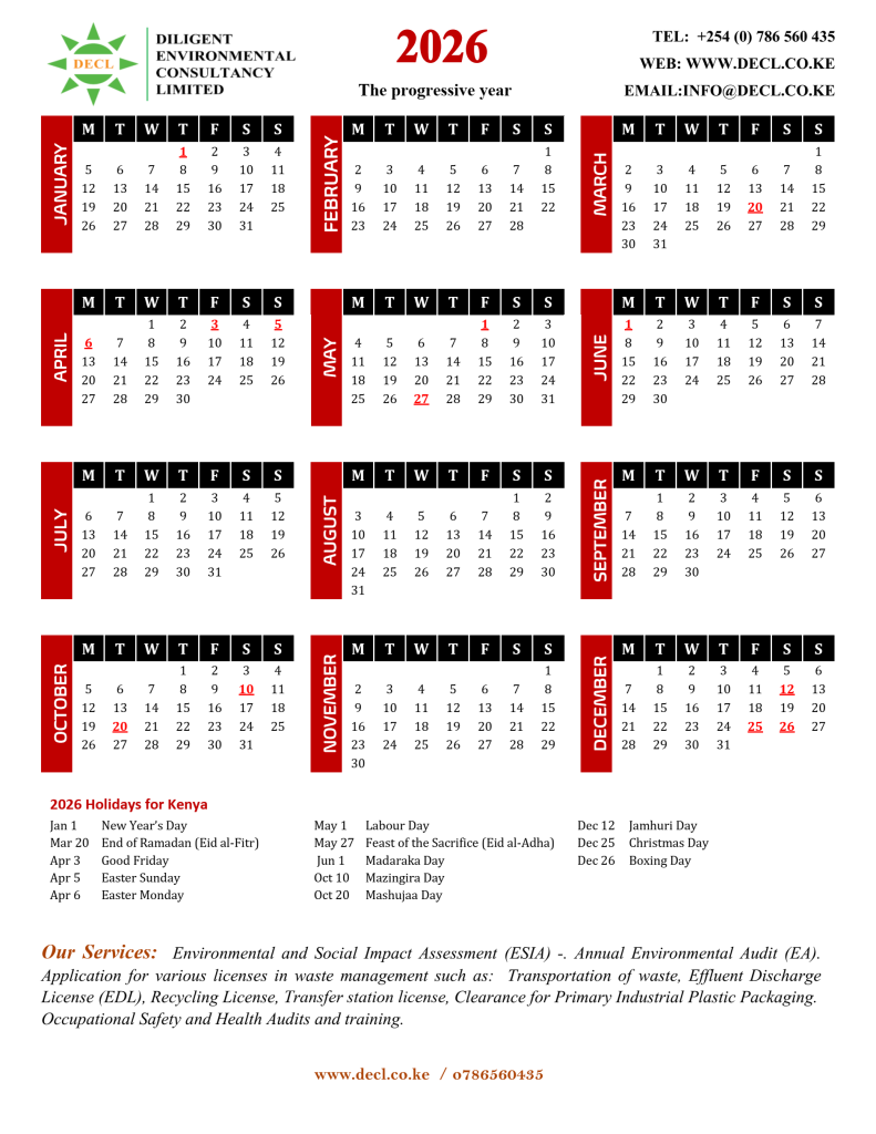 2026 Kenyan Calendar